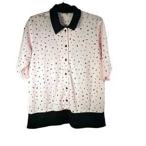 Vintage Pink Speckled Short Sleeve Button Down Shirt Size 11